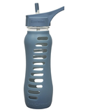 Eco Water Bottle "Recycled Glass" Flip Straw Lid - 650ml - Blue - WAS $34.95 REDUCED TO CLEAR